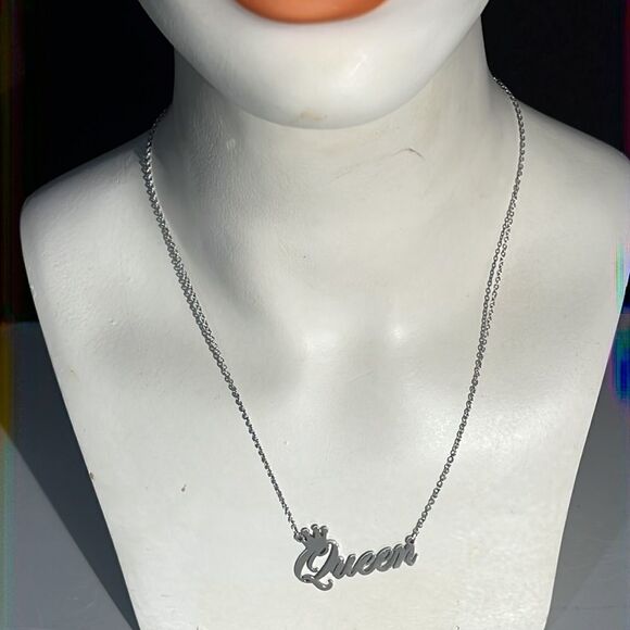 Bundle Sale 3 for $15 | Queen Necklace | Silver-tone Metal | Extension Chain - Picture 1 of 9